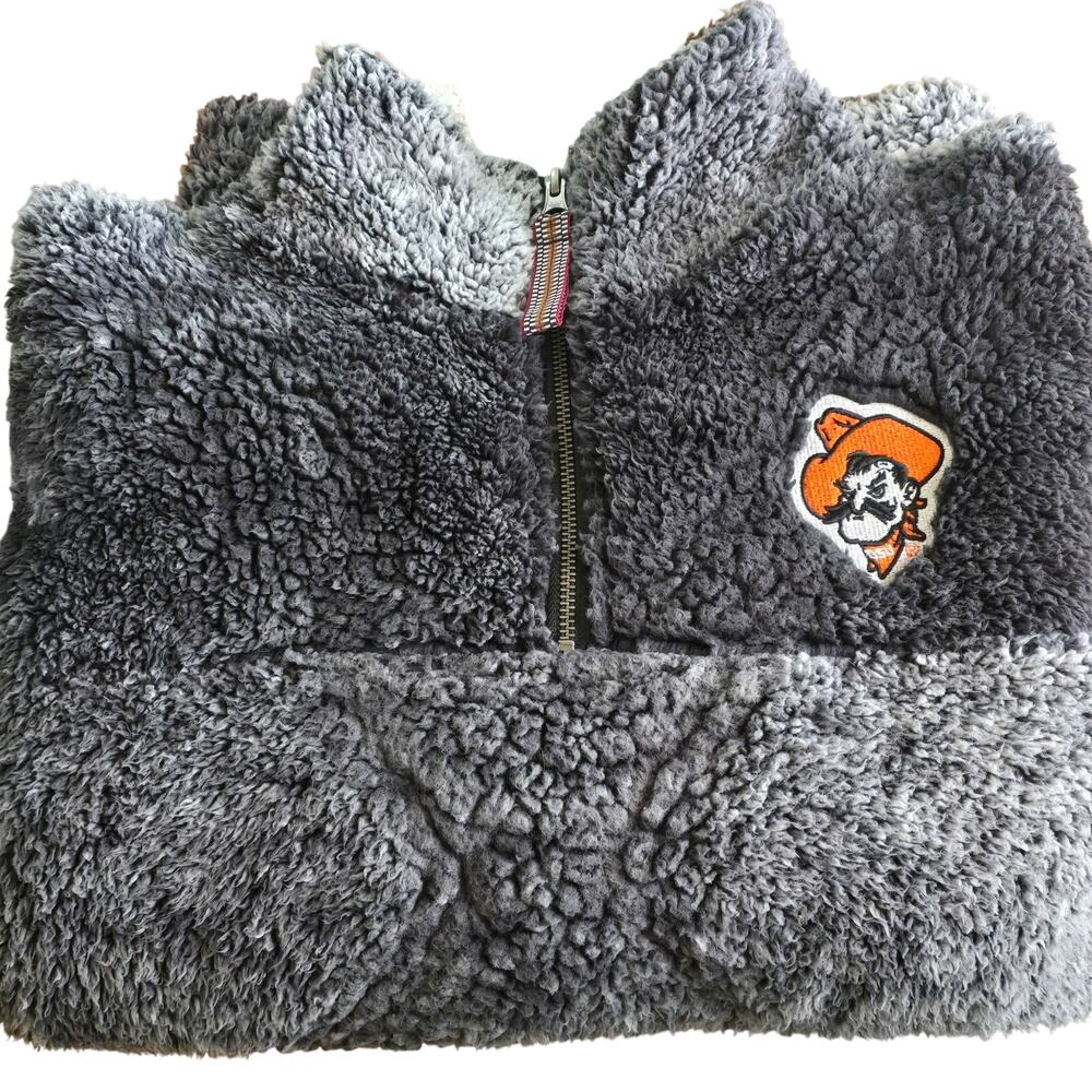 OSU Oklahoma State Cowboys Fleece Pullover 1/4 Zip Jacket Pockets Womens XL - Picture 3 of 7